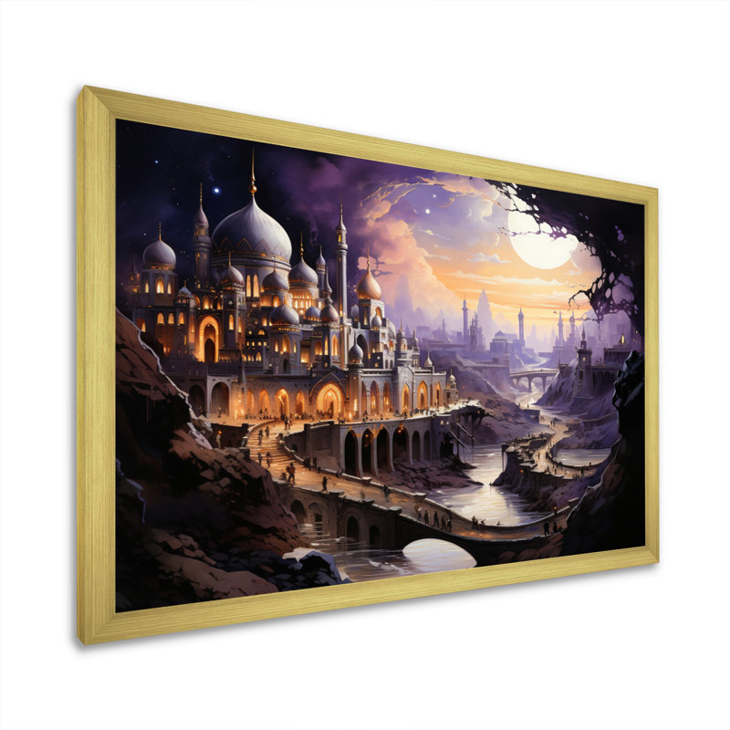 Islam Art The Sacred II - Islamic Canvas Prints, H 24 po x l 32 po x P 1 po, Cadre doré à une seule photo