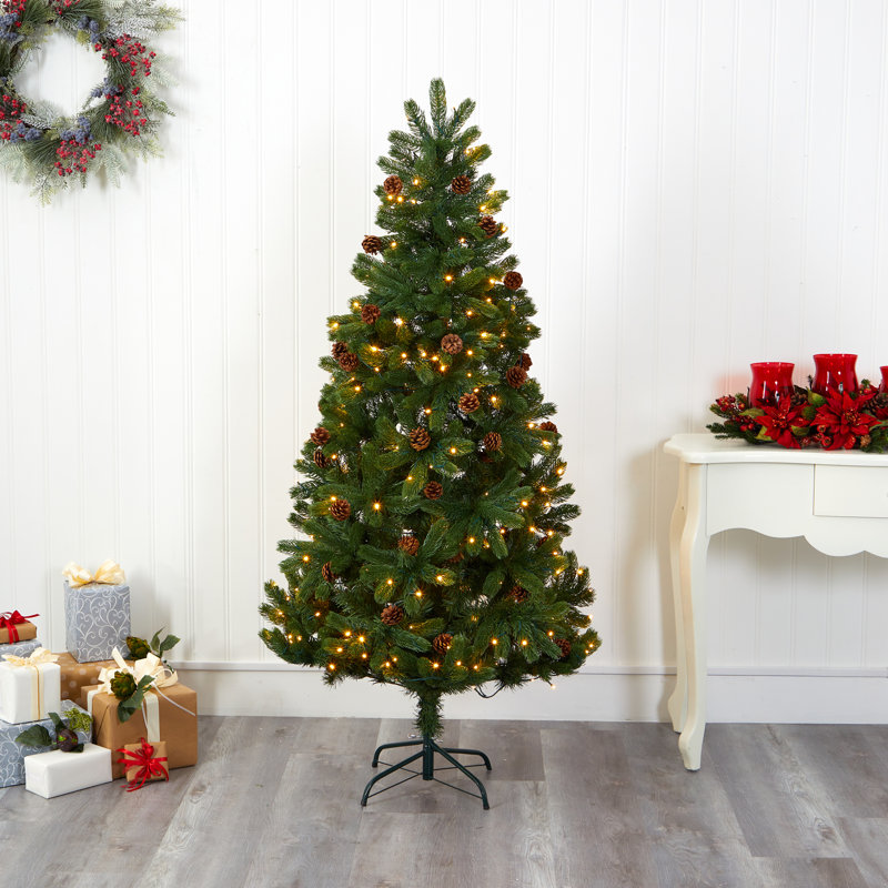 Lighted Artificial Spruce Christmas Tree, 5' H