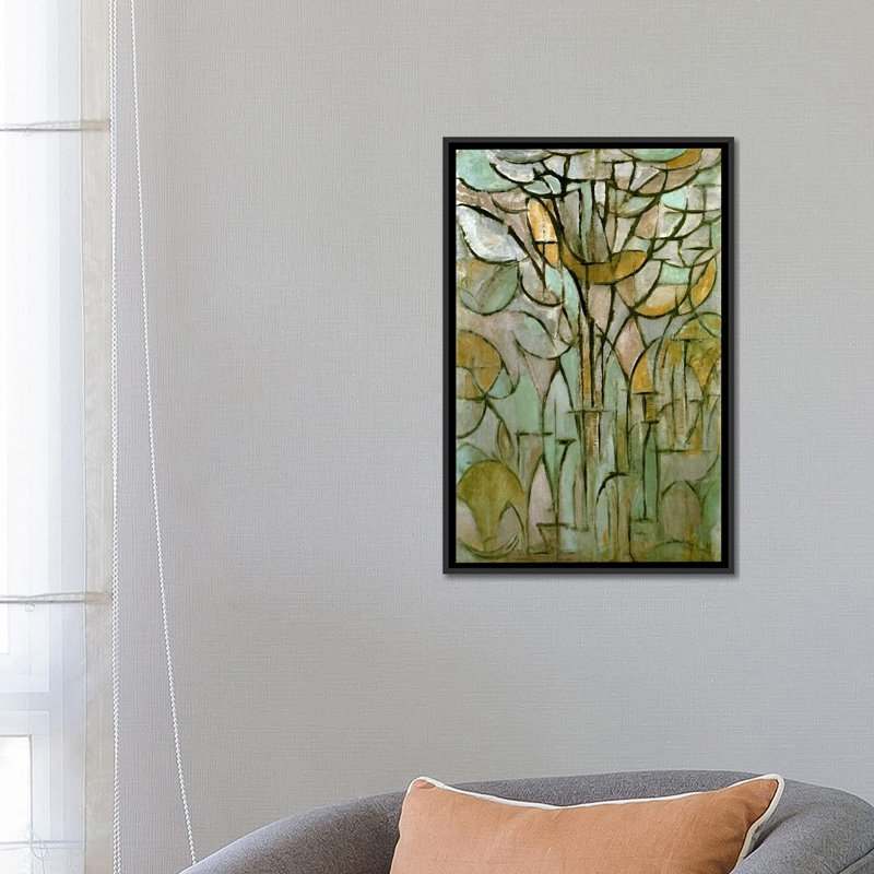 « tree, 1912 » par piet mondrian-print, Toile avec cadre noir, H 26 po x l 18 po x 1,5 po