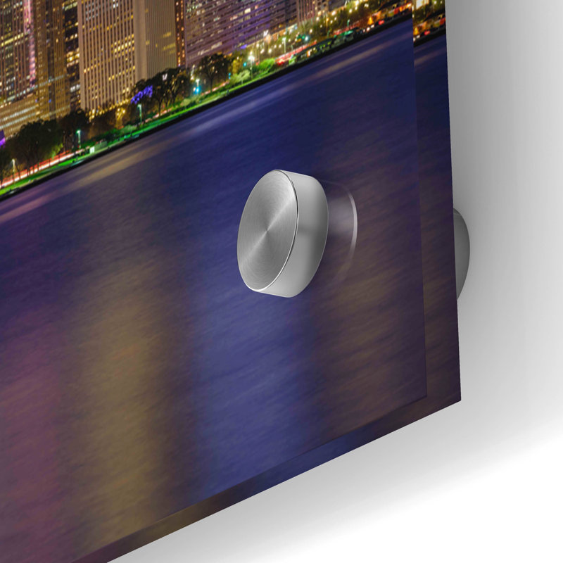 «Chicago - Blue Hour Panorama» par Epic Portfolio, art mural en verre acrylique, H 16 po x l 48 po