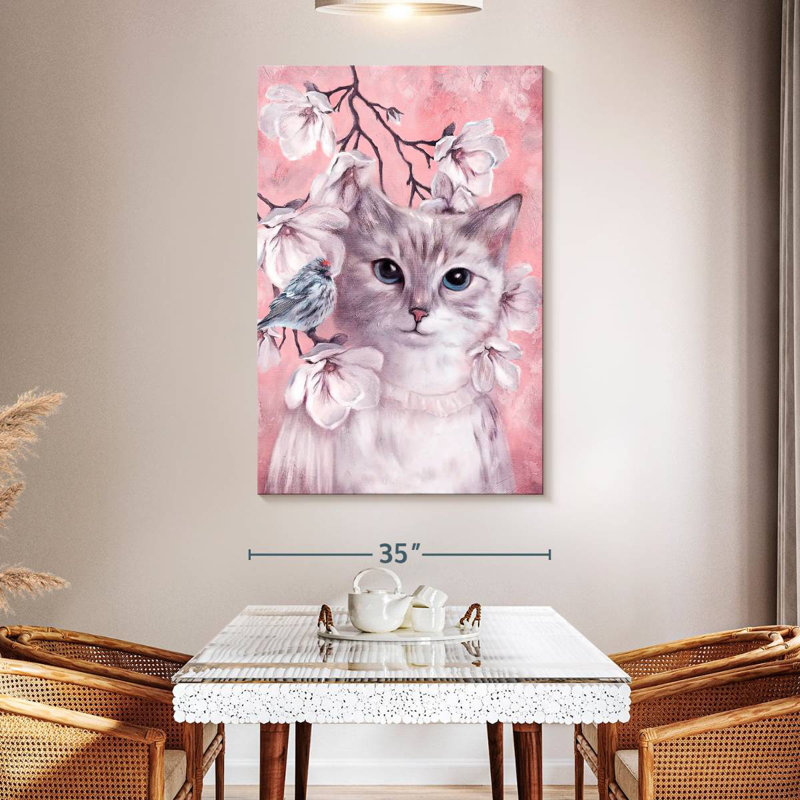 Chat rose Brampt, H 51 po x l 34 po