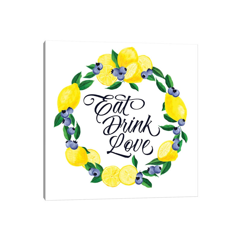 Lemon Blueberry Kitchen Sign II by Noonday Design - Wrapped Canvas Painting, 30.48 cm H x 30.48 cm W