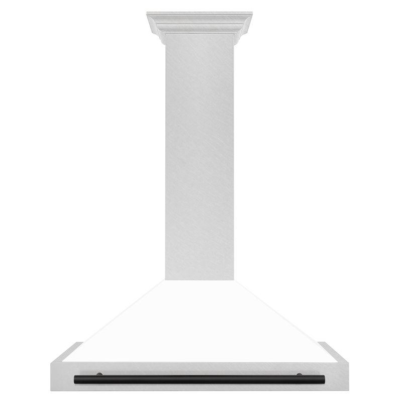 36" 400 CFM Ducted Wall Mount Range Hood, White Matte/Matte Black