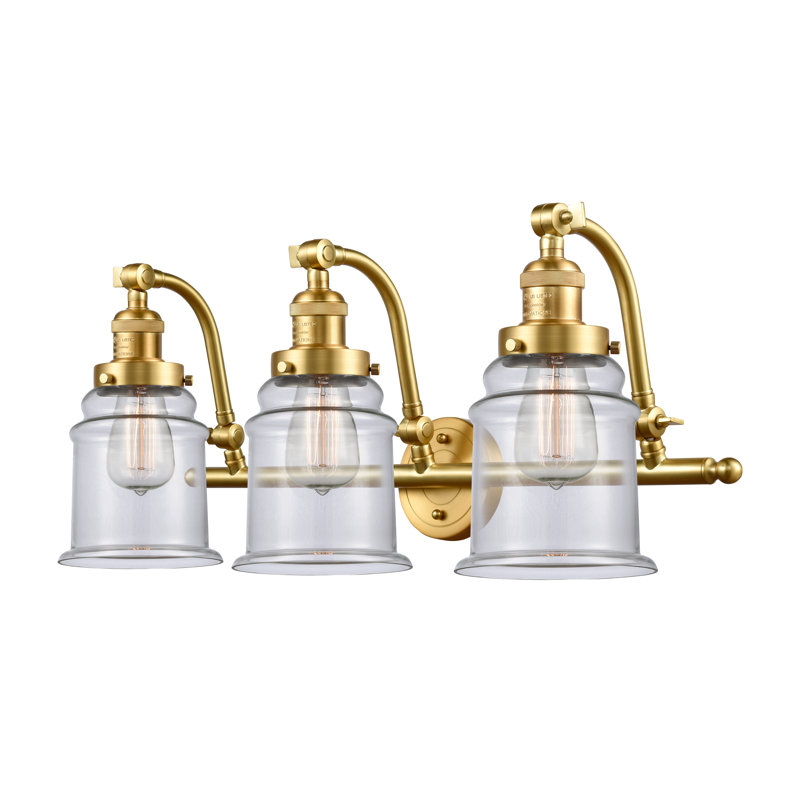 Éclairage pour salle de bain à 3 lumières à intensité variable Alexandira, Transparent, Ampoule DEL 6 watts Vinage, Or satiné