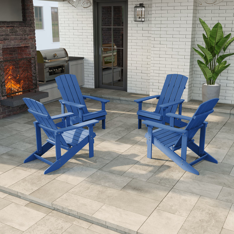 Bergenfield HIPS Plastic Adirondack Chairs Set  for Outdoor Lawn and Garden Chair, Navy Blue