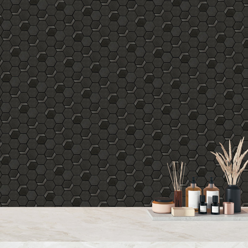 Native Rock 3.5" X 3.5" Porcelain Metal Look Tile Hexagon Mosaic Sheet, Palladium Gold