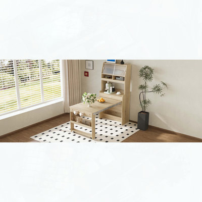 Buffet with Hutch and Foldable Dining Table