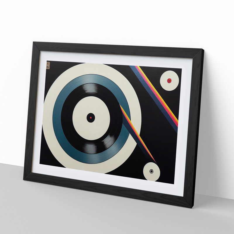 Electrifying Vinyl Record - Single Picture Frame Print, Black , 46cm H x 64cm W x 2cm D