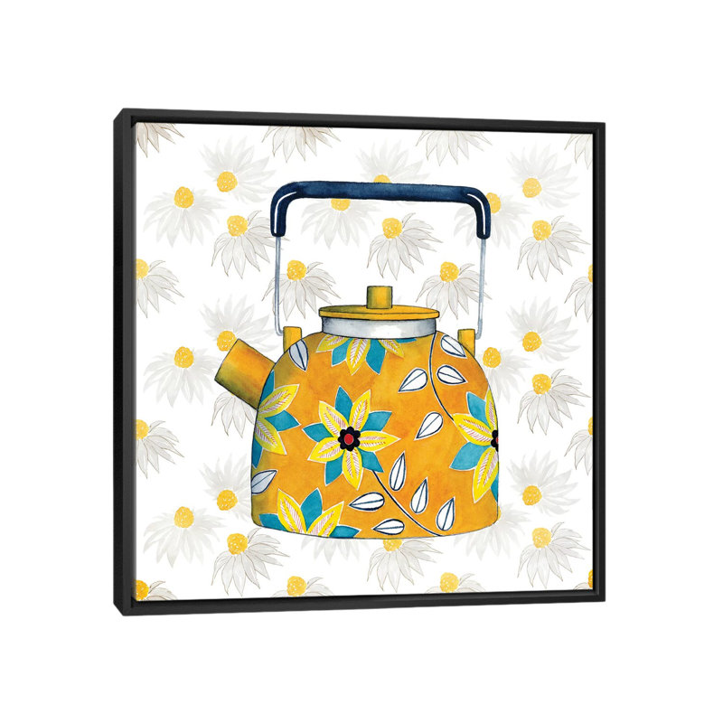 «Sweet Teapot III», impression sur toile, H 18 po x l 18 po x P 1,5 po, Toile avec cadre noir, Pas de tapis