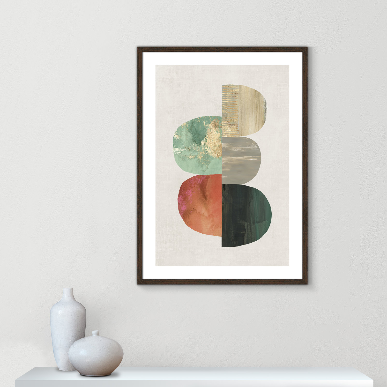 Evolving Energy I - Painting Print, Picture Framed Paper, 35.5" H x 25.5" W, Walnut Wood