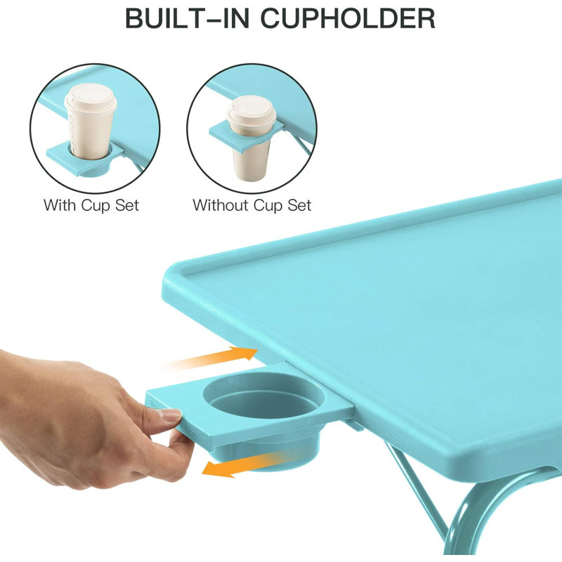 Azure Adjustable Folding TV Tray Table with Cup Holder