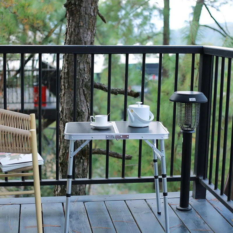 Table de camping pliante, table portative en aluminium à hauteur réglable avec poignée de transport pour pique-nique, barbecue, intérieur, bureau