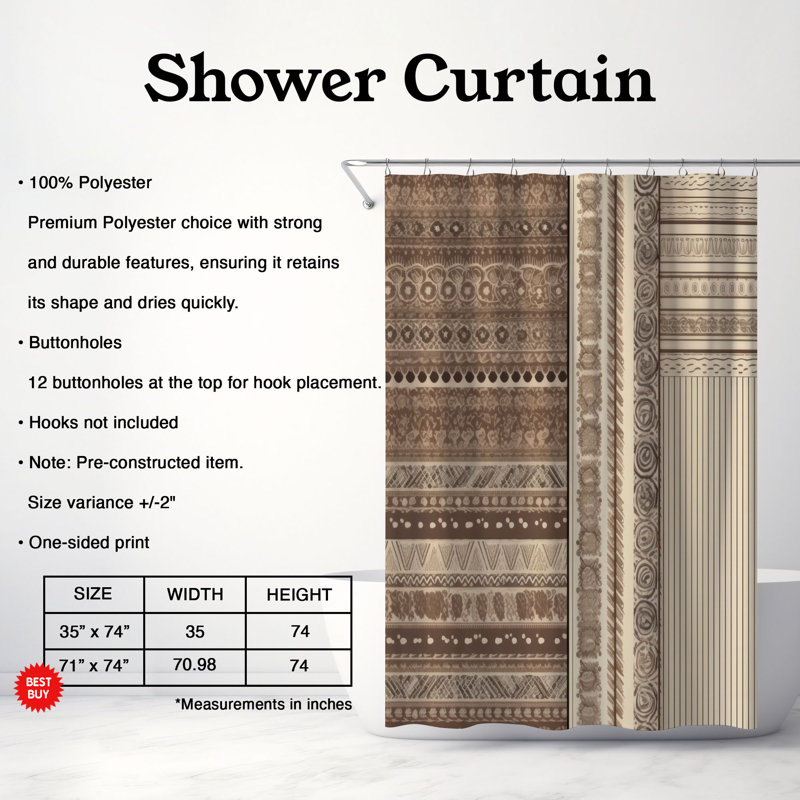 Rideau de douche Boho Florals - Premium, H 74 po x l 71 po