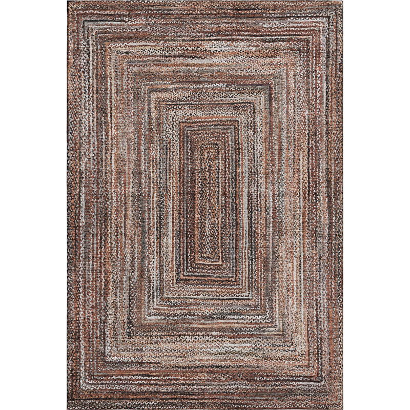 Tapis géométrique de qualité supérieure lavable à la machine Bucz AMF1725, Rectangle 5 pi x 7 pi 6 po