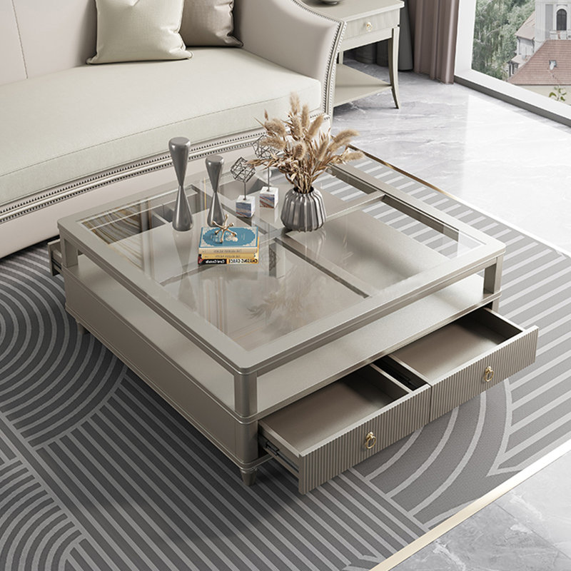 Table basse de style italien avec rangement, H 18,9 po x L 31,5 po x l 31,5 po