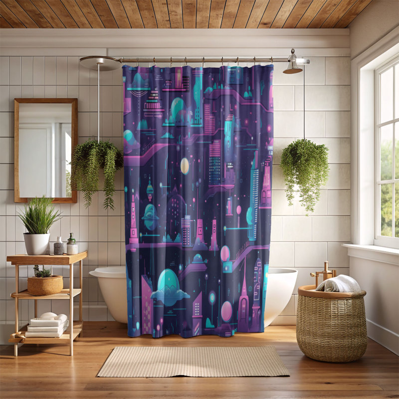 Urban Neon - Premium Shower Curtain, 74"H x 71"W
