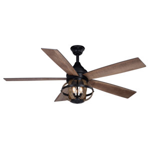 52" Okanagan 5 - Blade Standard Ceiling Fan with Remote Control and Light Kit Included