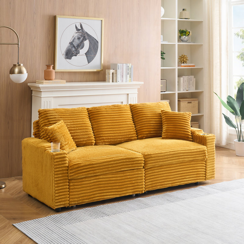 Canapé en tissu Corduroy, Orange