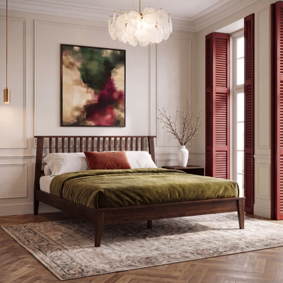 Structure de lit plateforme en bois massif de qualité supérieure avec tête de lit - capacité de 800 lb, aucun sommier requis, convient à tous les matelas