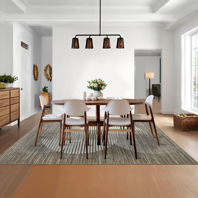 Living Room Rugs 8x10 Ultra-Soft Floor Cover with Non-Slip Backing, Large Contemporary Thin Accent Rugs, Stain-Resistant Low Pile Indoor Carpet for Dining Room, Bedroom, Kitchen, Brown