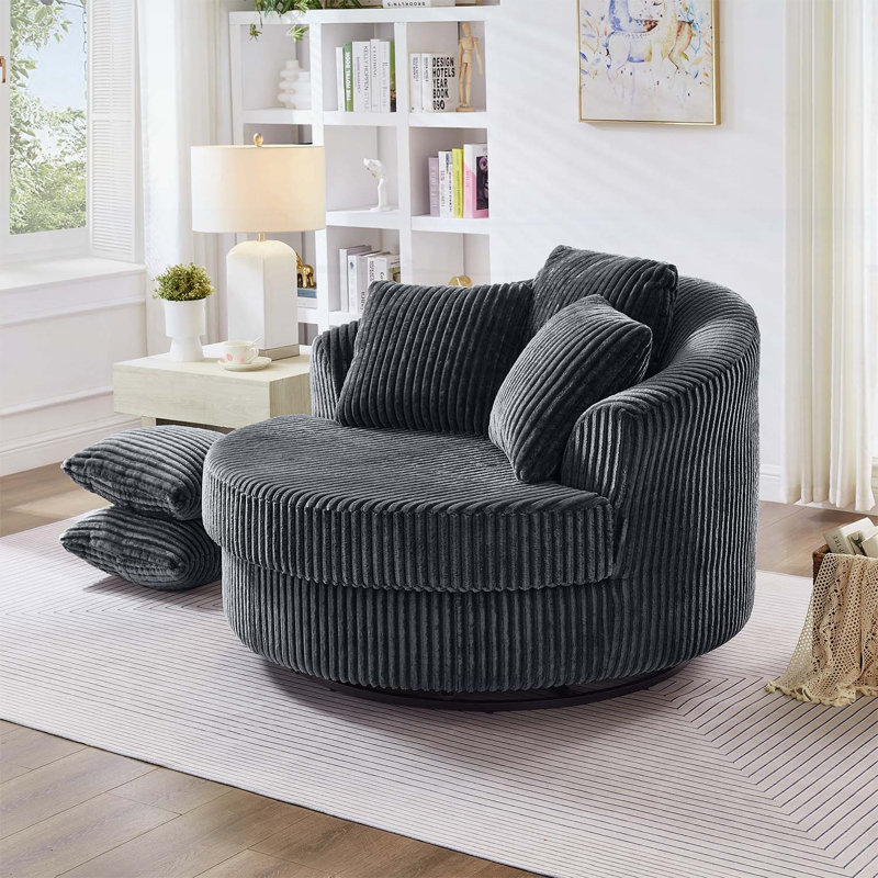 Chaise longue moderne avec 5 coussins amovibles pour le salon et la chambre à coucher, Gris