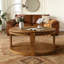 Table basse ronde à deux niveaux en bois massif avec pieds robustes-2109096680