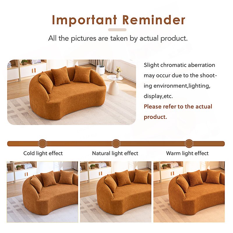 Causeuse Curved Modern, Chenille orange