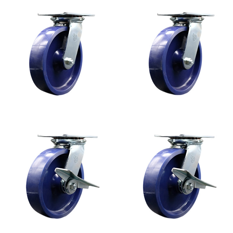Ensemble de roulettes pivotantes en poly 8 po avec roulettes et 2 roulettes