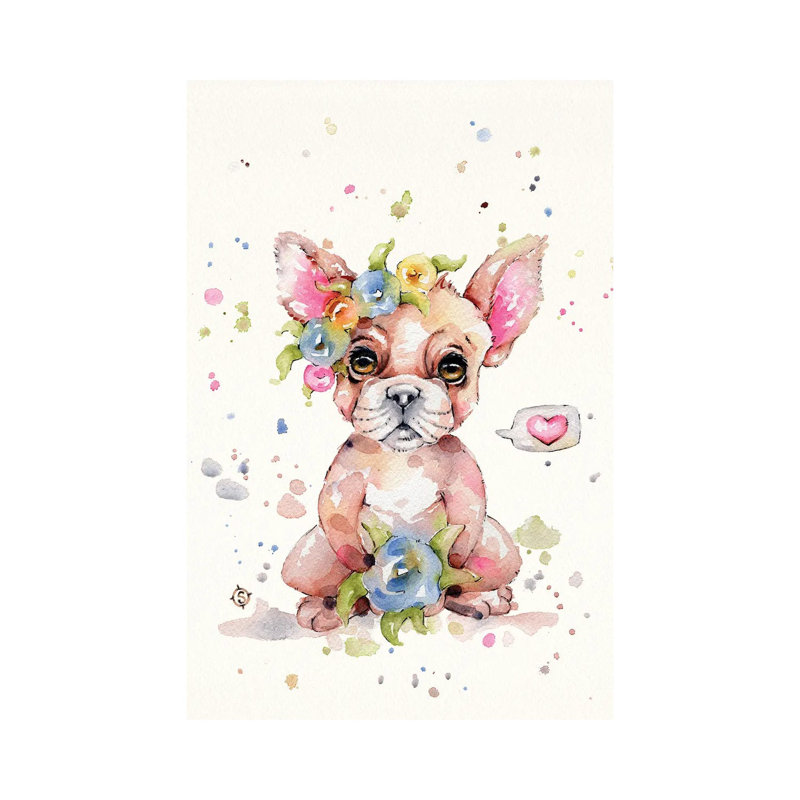 Sweet Frenchie by Sillier Than Sally - Wrapped Canvas Print, 101.6cm H x 66.04cm W x 1.91cm D