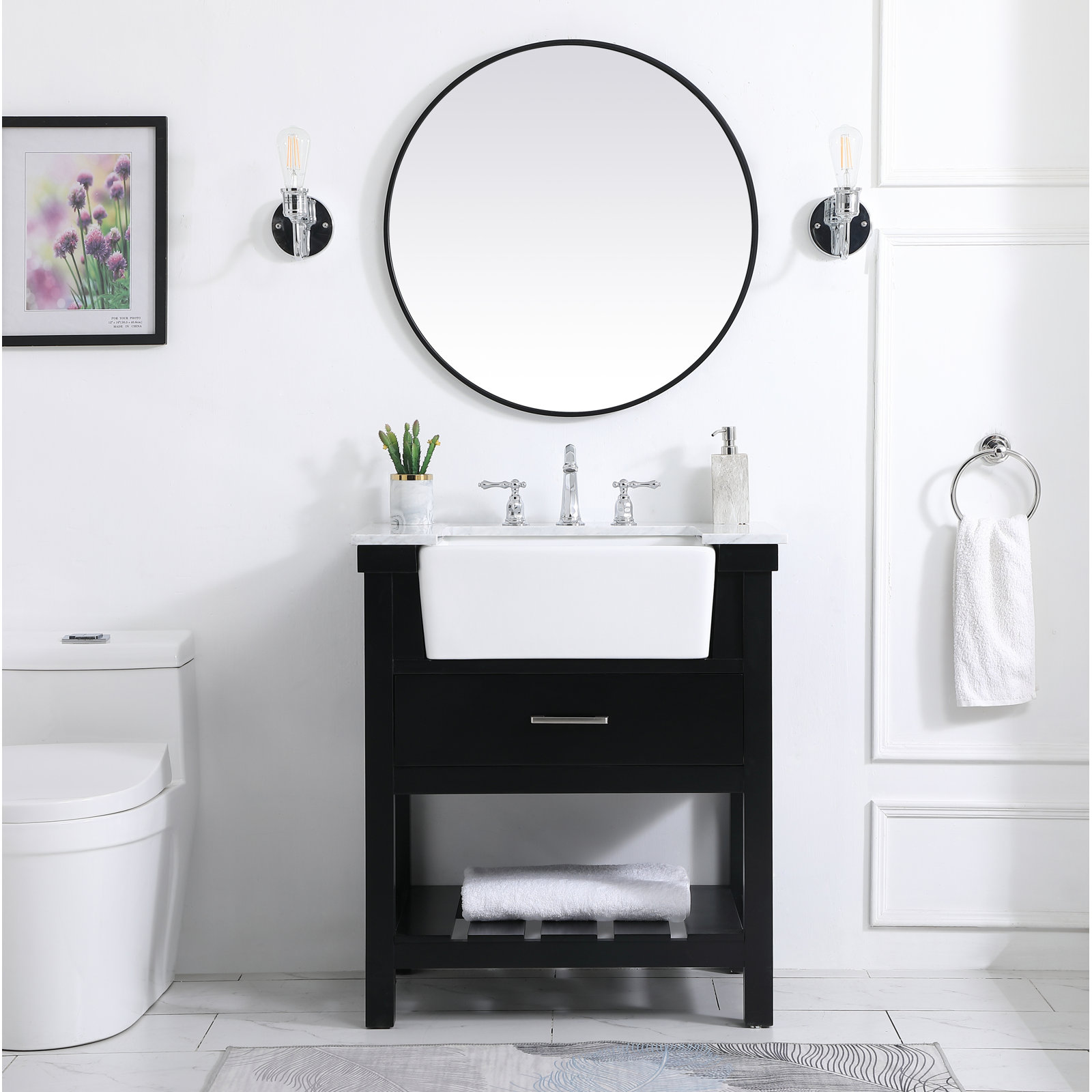 Pelaghia 30'' Single Bathroom Vanity, Black