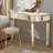 47" Half-Moon Mirrored Console Table With Fluted Glass & Crystal Knob Drawer - Silver Entryway Vanity Desk For Bedroom/Dressing Room(Gold+Sliver)-561677539