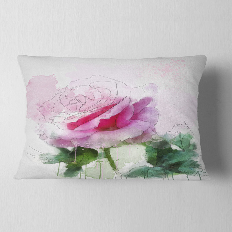 Coussin décoratif avec feuilles de rose floral