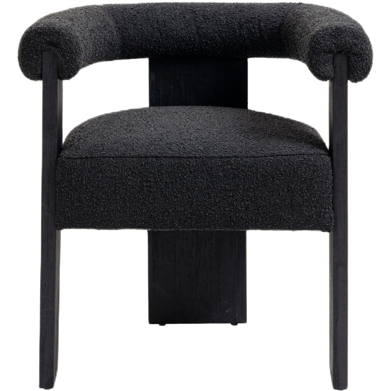 19.6'' H Upholstered Armchair, Black Boucle Fabric, Black