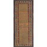Gold Antique Tribal Paisley Pattern Caucasian Knotted Rug