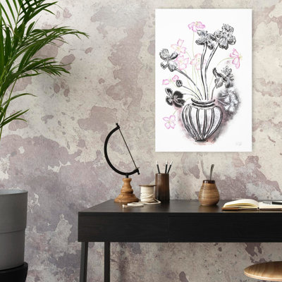 Art contemporain contemporain coloré délicat avec fleur rose délicate