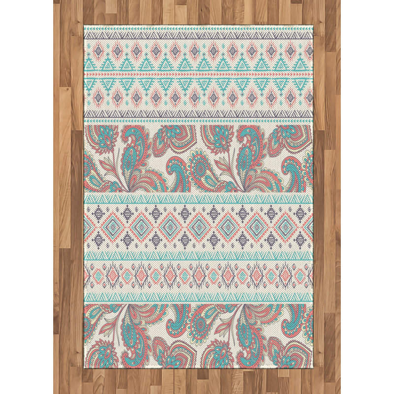Tribal High Density Long Fiber Poly Threads Decorative Area Rug Carpet, Rectangle 4' x 5'8"