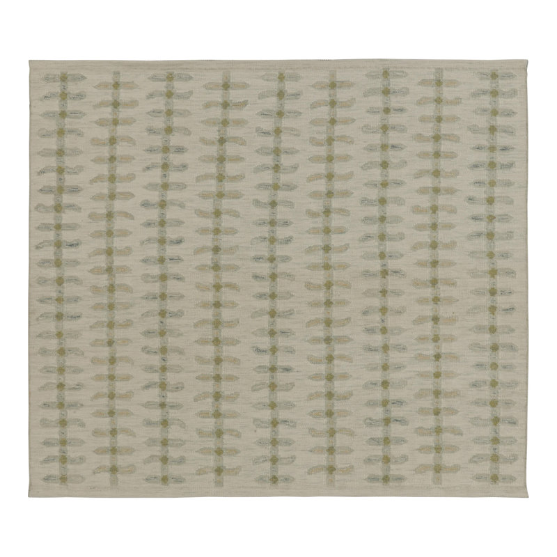 Scandinavian Kilim Wool Geometric Area Rug, Rectangle 10' x 14'