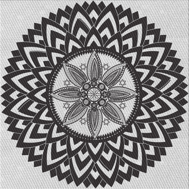 Tapis noir/gris tissé à la machine, Carré 6 pi