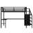 Queen Size Metal Loft Bed with L-Shaped Desk, Wardrobe & LED, Adjustable Shelf, USB Ports – High Loft Bed for Kids, Teens & Adults, Black