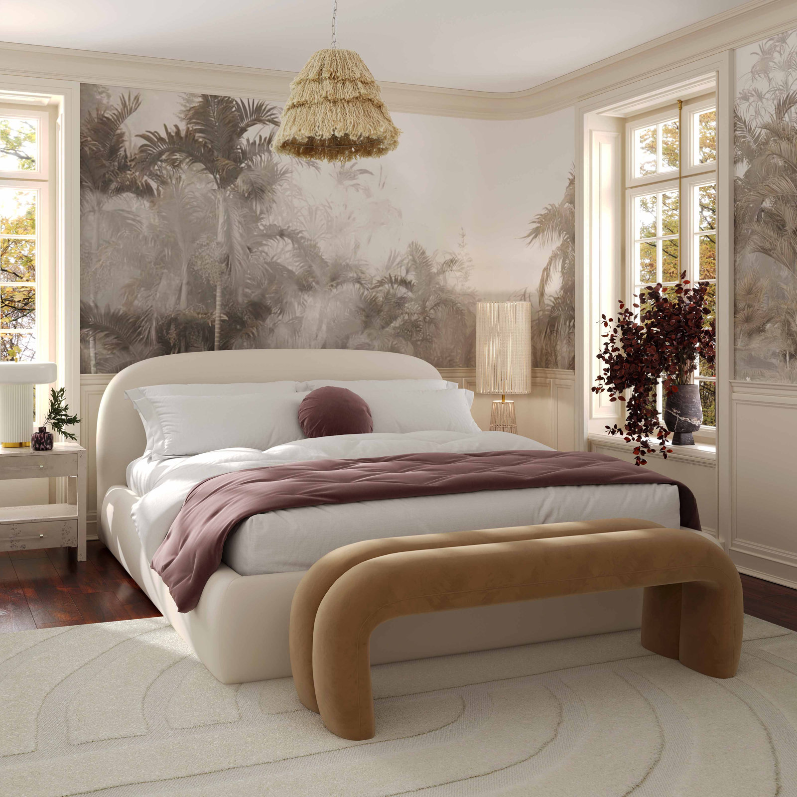 Gayla Velvet Upholstered Bed, Queen