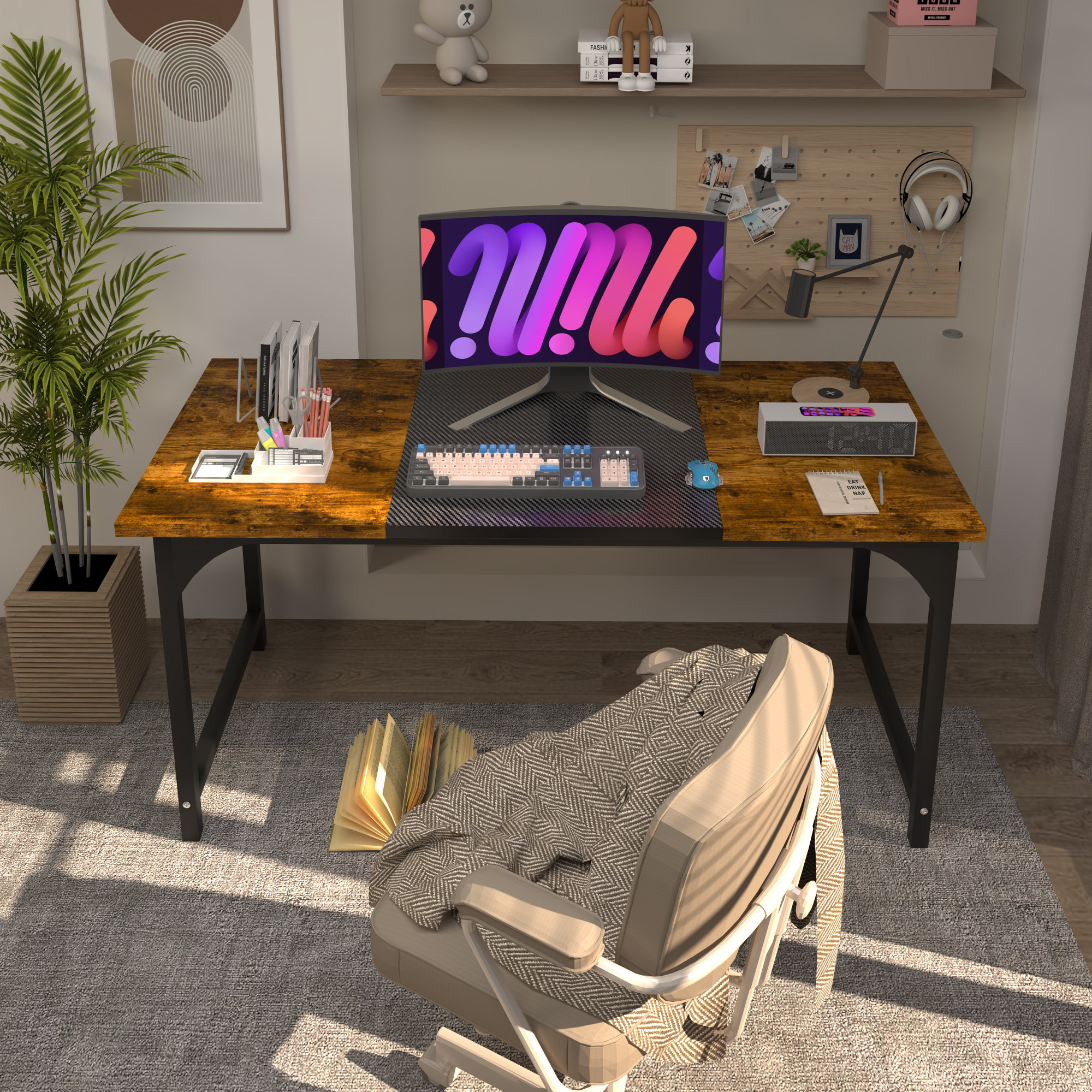 Inbox Zero Oresto Modern Computer Desk, Large Office Desk Oresto Study ...