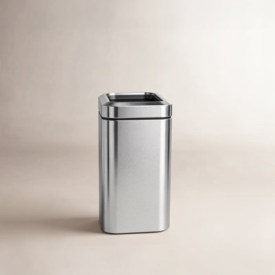 simplehuman 25 Liter / 6.6 Gallon Slim Open Commercial Trash Can, Brushed Stainless Steel