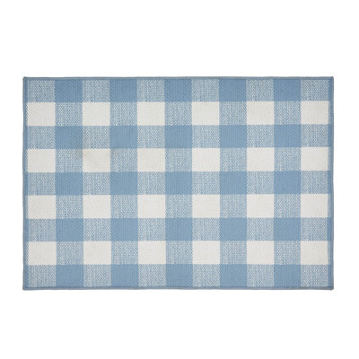  Annie Buffalo Check Gingham Machine Woven Flatweave Polyester Indoor / Outdoor Area Rug in Blue/White