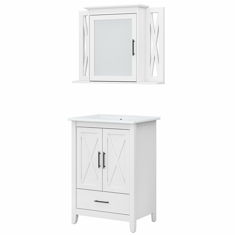 Ensemble de meuble-lavabo simple 24,21 "avec miroir Edion, Blanc