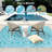 Waterproof Outdoor Rug 9x18 Reversible Plastic Woven Straw Mat with Modern Floral Geometric Design -  for Camping, RVs, Patios, Backyards, Decks, Picnics, and Beach Use, Light blue-357912837-357912836