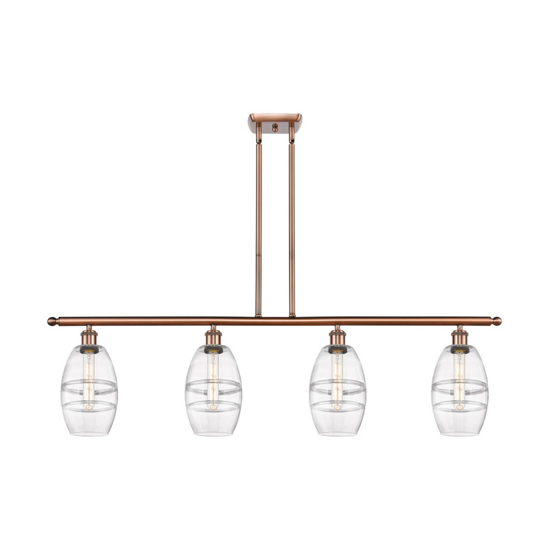 Dundrod 4 - Light Kitchen Island Pendant, Clear, Antique Copper