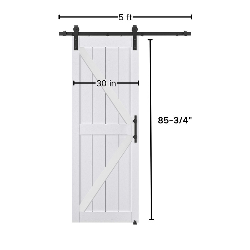 Porte de grange coulissante en PVC 30/36/42 de style rustique avec guide de plancher facile - deux poignées, imperméable et durable avec trousse de quincaillerie d'installation