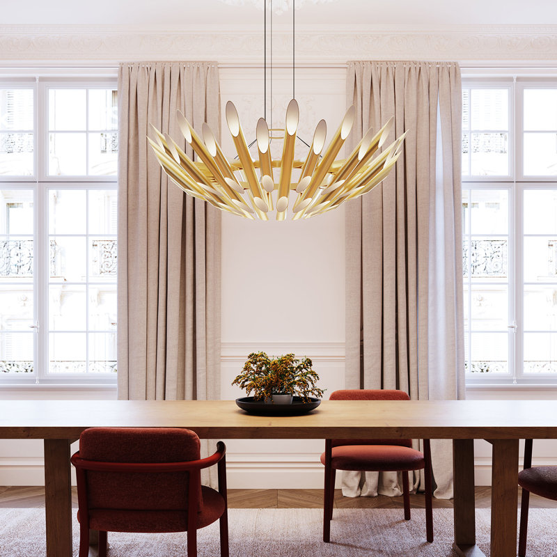 Chimes 60 - Light LED Chandelier, Satin Brass