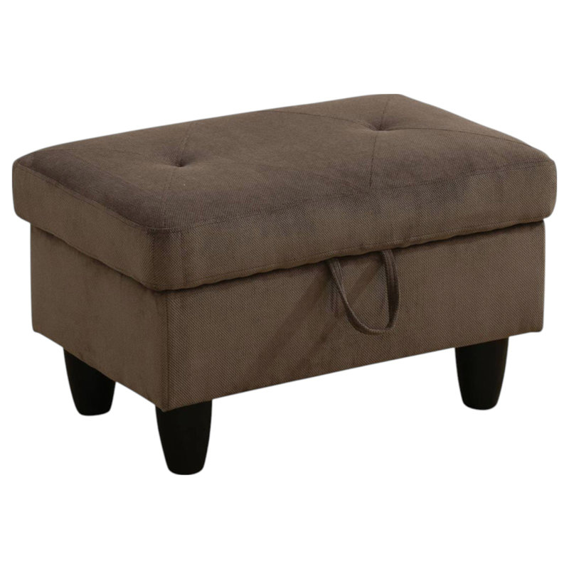  Repose-pieds capitonné rectangulaire avec rangement de 28,5 po Orella Marlinda, Velours côtelé brun diamant