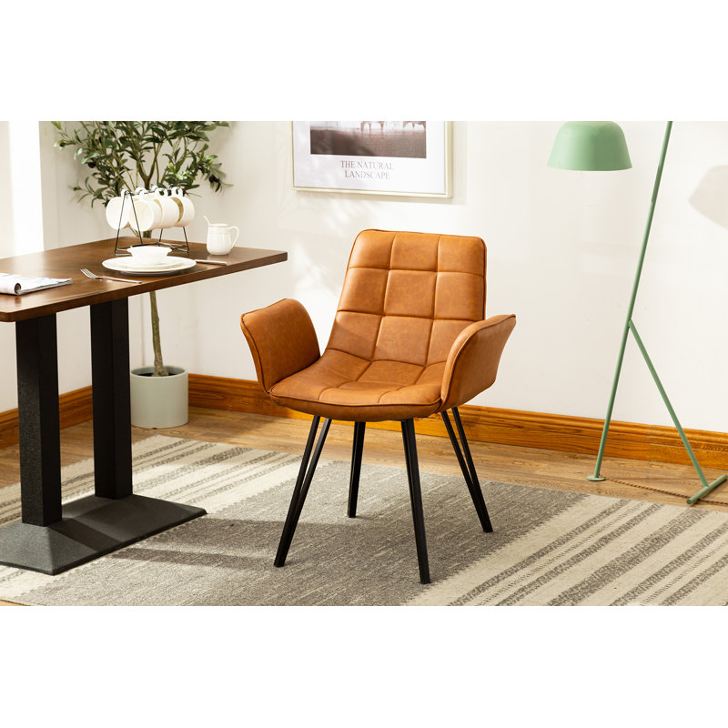 Sharolyn 18.9'' H Tufted Polyurethane Upholstered Armchair, Brown